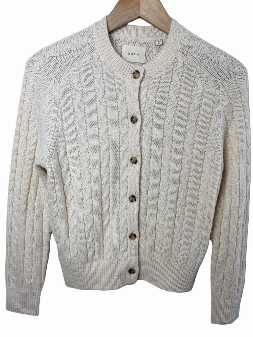 Doen Penrose Cardigan in Sea Salt Wool Linen Cotton XS Minimalist Clean Beauty - Picture 6 of 16